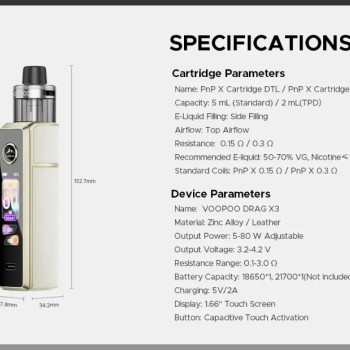 Voopoo Drag X3 Vape Pod Kit Grey Metal